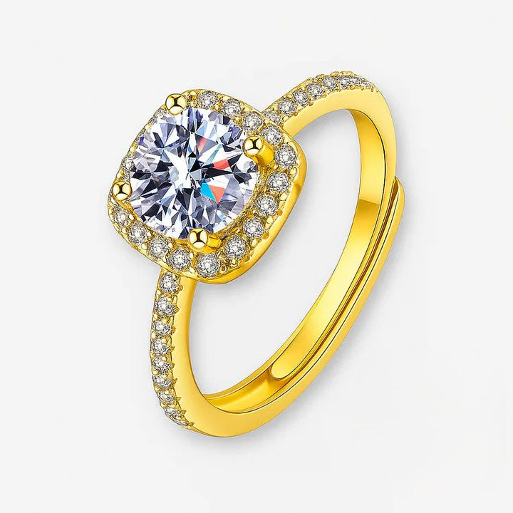 Moissanite Square Halo Ring
