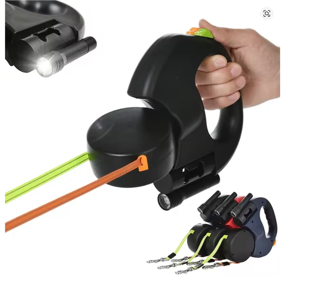 3M Retractable Dog Leash – Double, LED, Tangle-Free