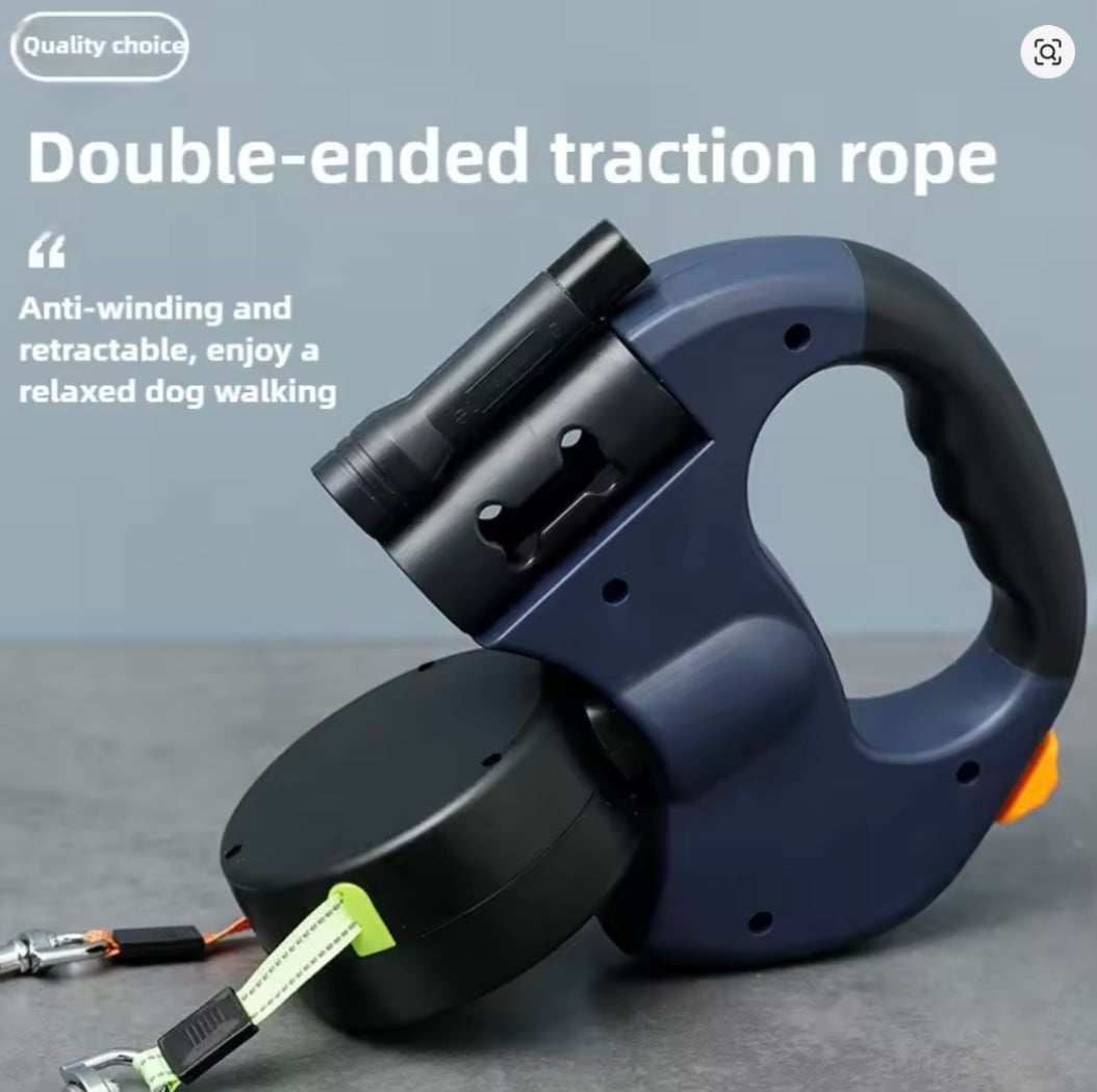 3M Retractable Dog Leash – Double, LED, Tangle-Free