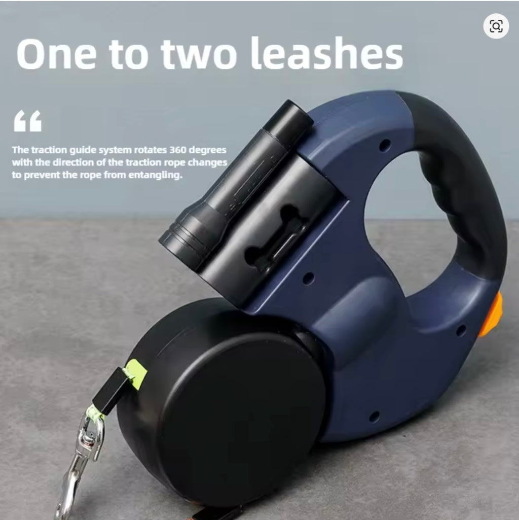 3M Retractable Dog Leash – Double, LED, Tangle-Free