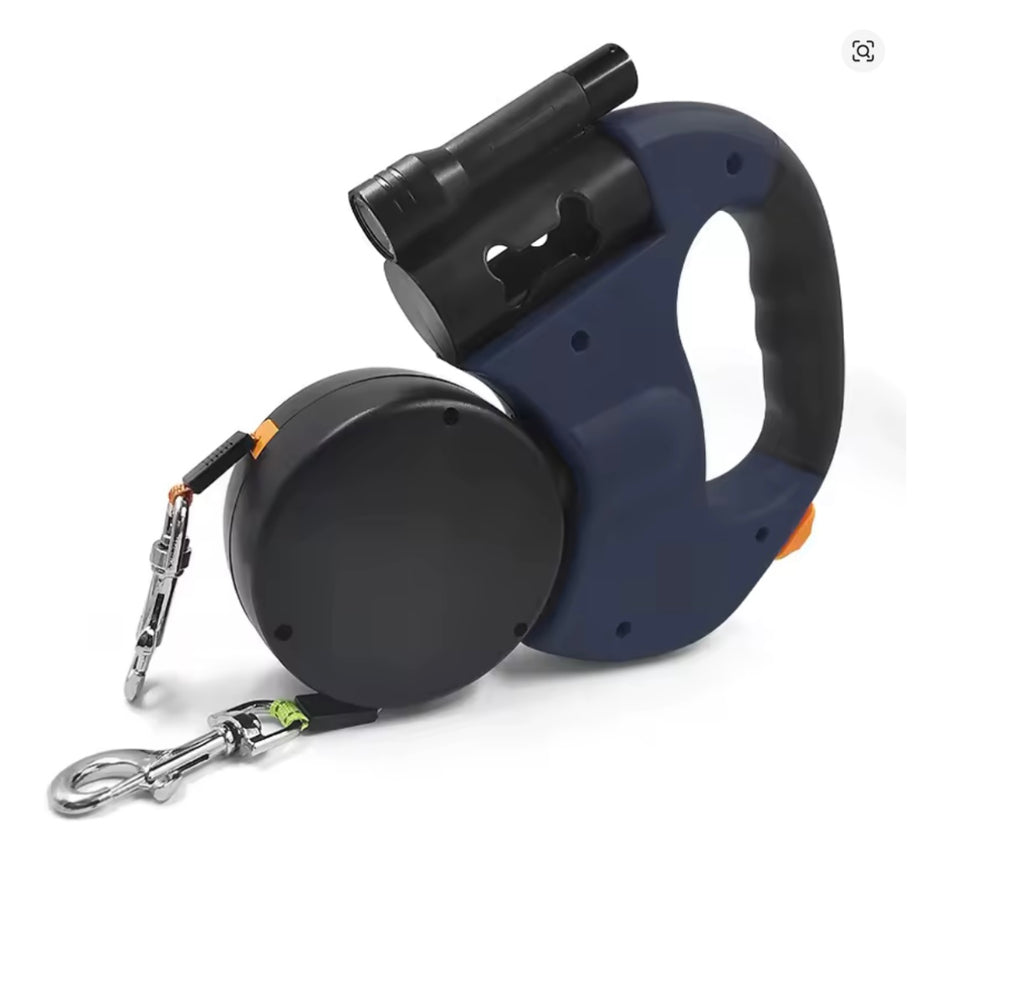 3M Retractable Dog Leash – Double, LED, Tangle-Free