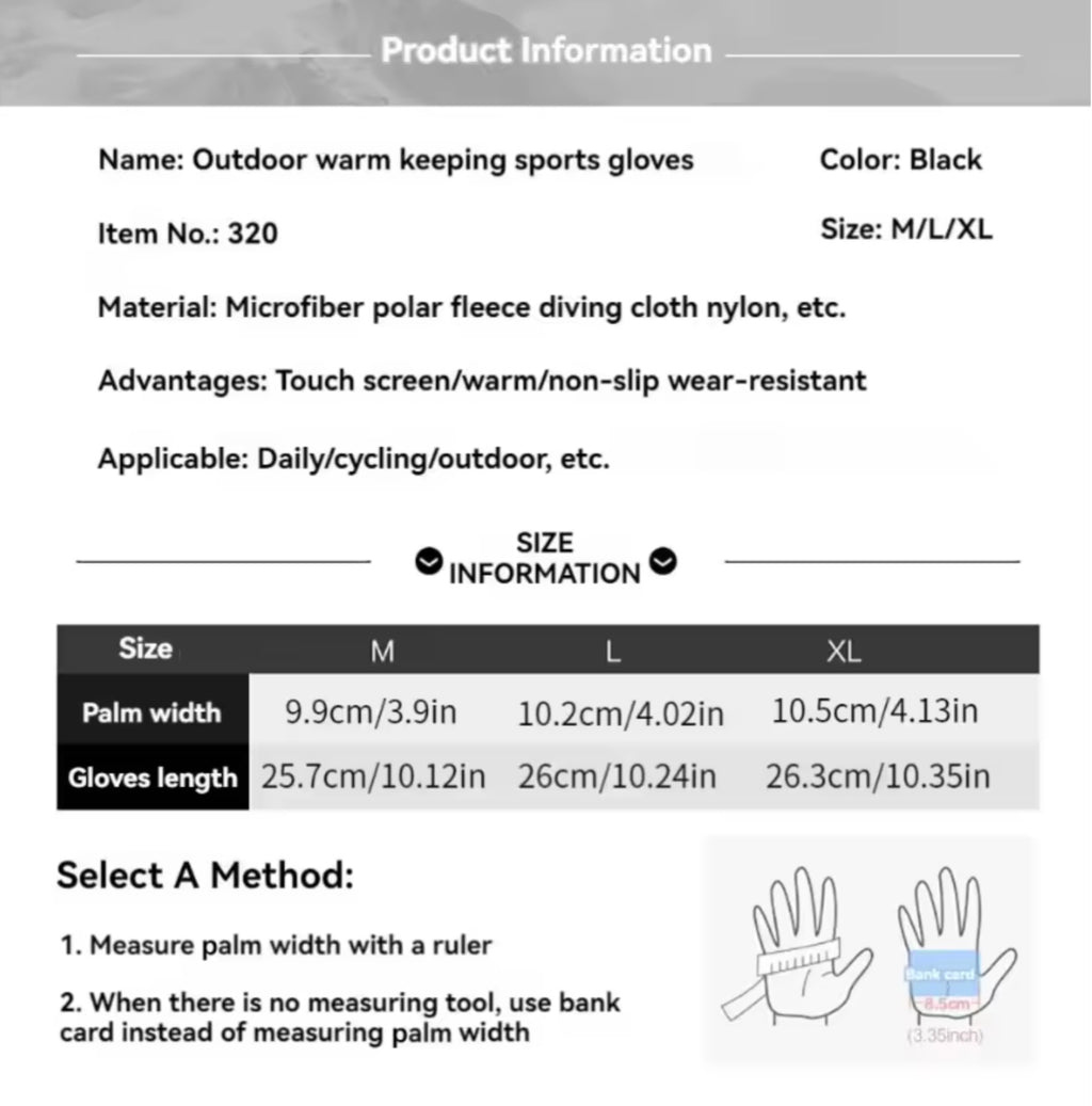 Winter Warm Gloves – Thickened, Windproof, Waterproof & touch screen