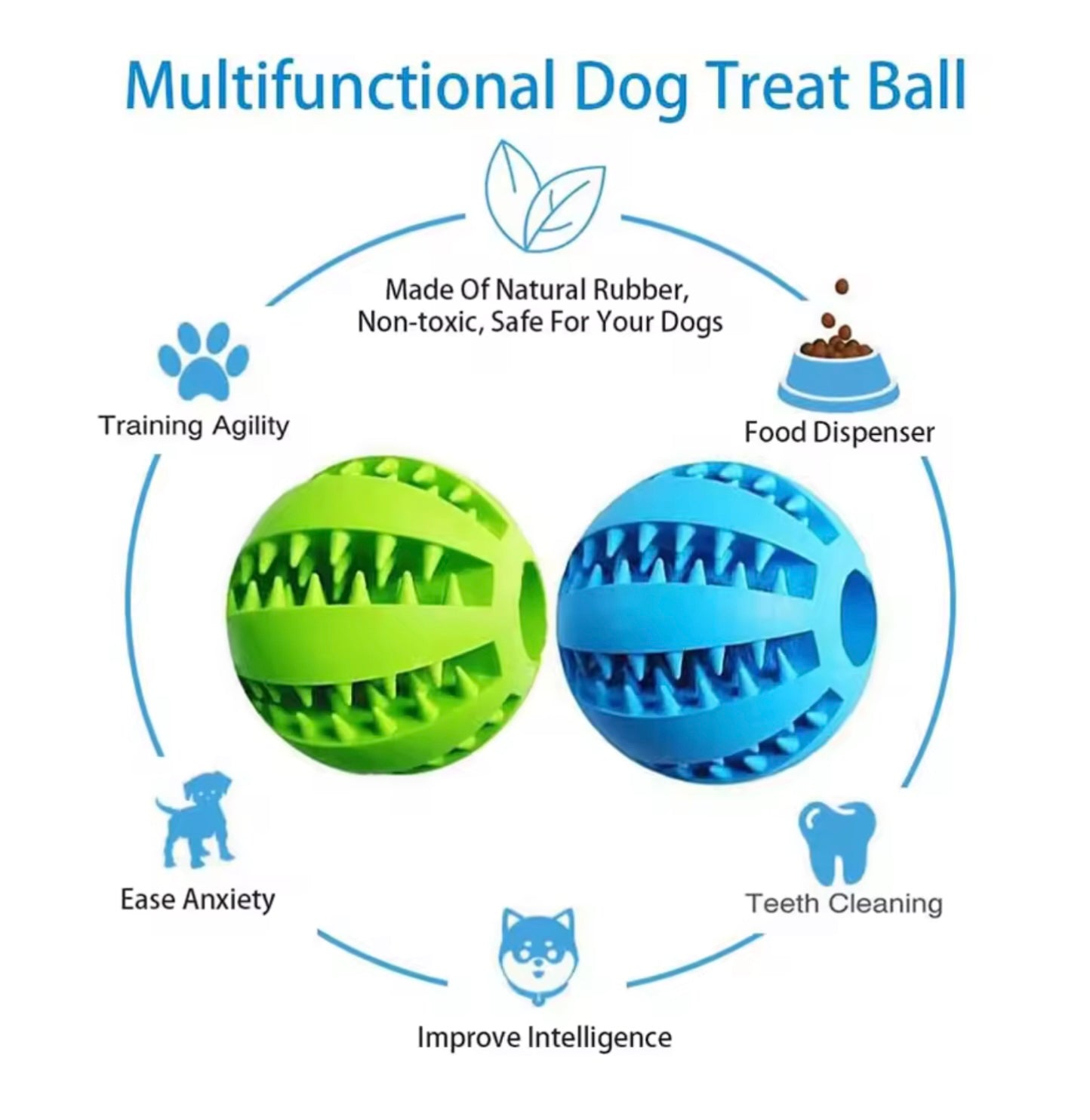 Dog Toy Ball – Rubber Chew & Treat Feeder