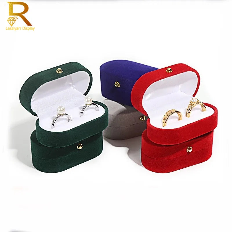 Velvet Jewelry Box – Double Ring Trinket Organizer