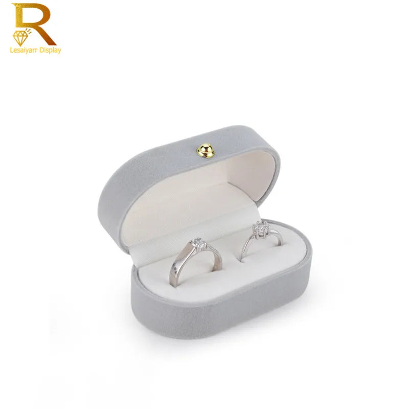 Velvet Jewelry Box – Double Ring Trinket Organizer