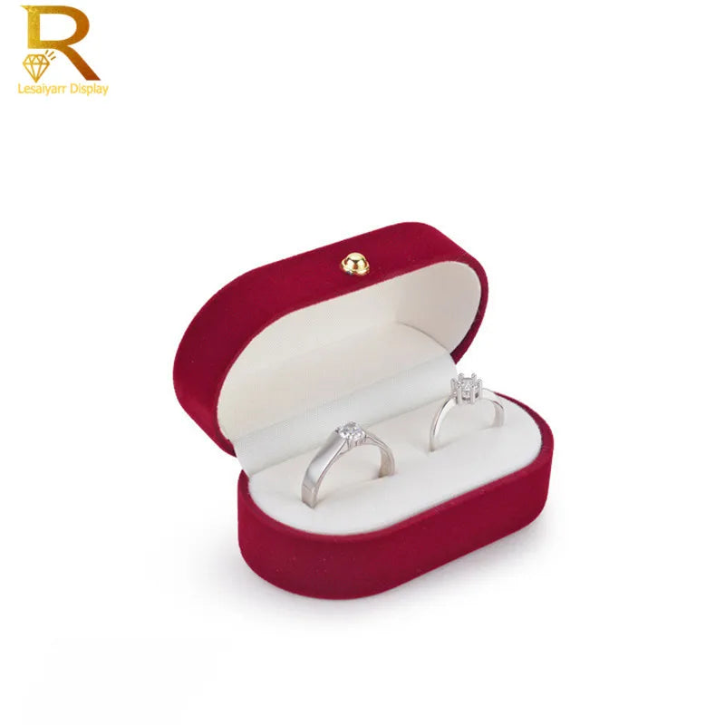 Velvet Jewelry Box – Double Ring Trinket Organizer