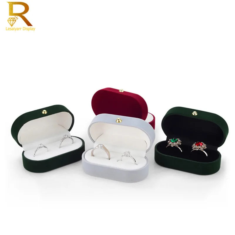 Velvet Jewelry Box – Double Ring Trinket Organizer