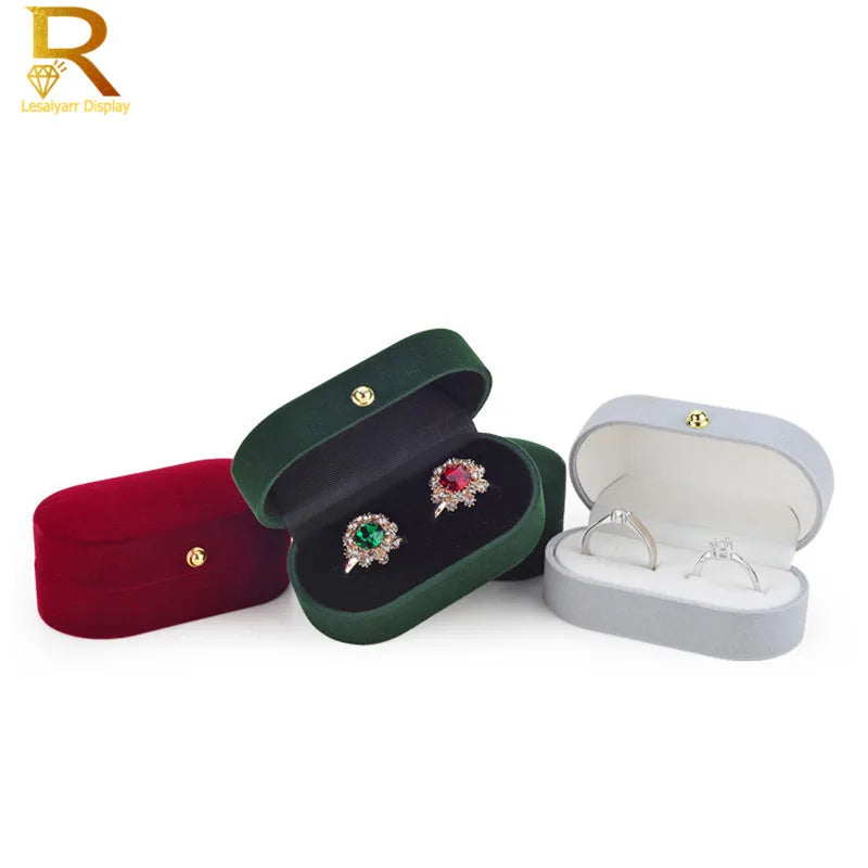 Velvet Jewelry Box – Double Ring Trinket Organizer