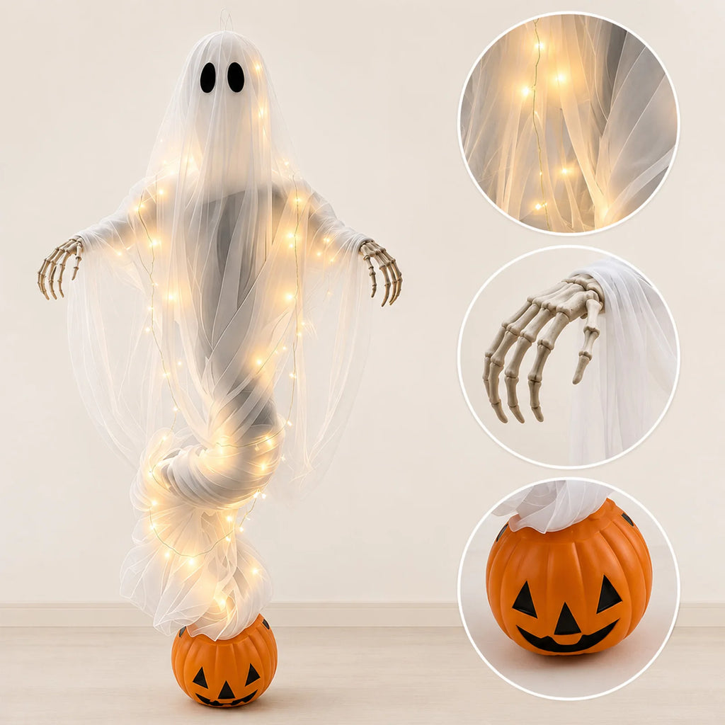 Halloween Light-Up Ghost & Pumpkin Decoration