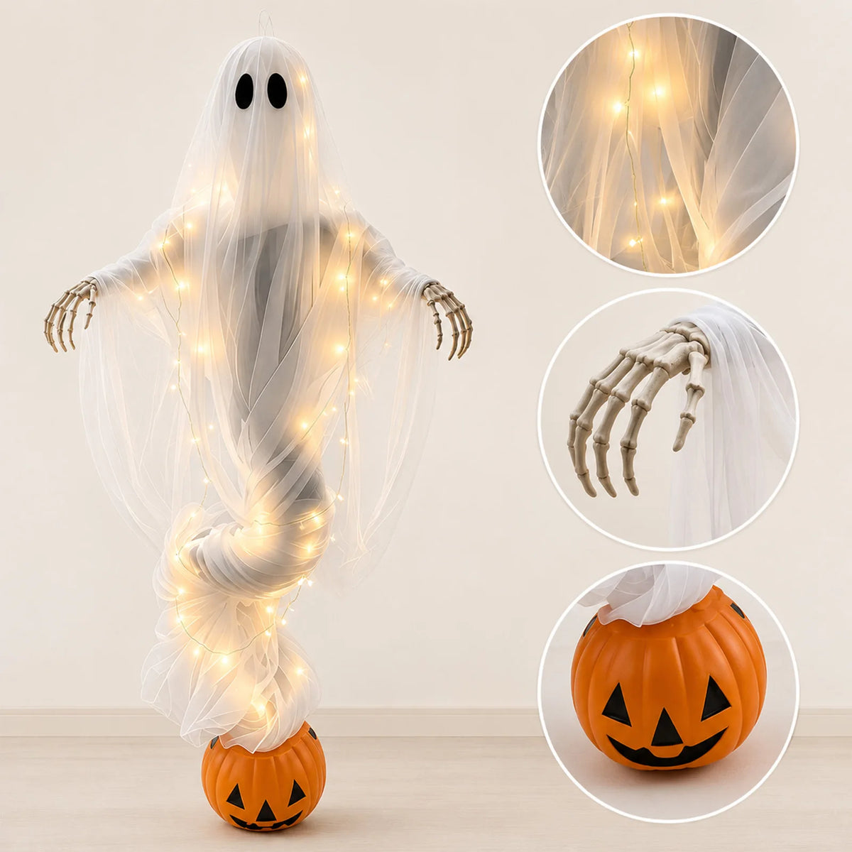 Halloween Light-Up Ghost & Pumpkin Decoration