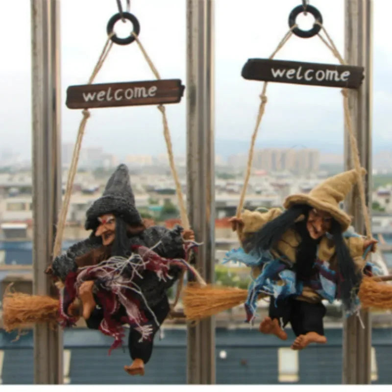 Halloween Swinging Witch Welcome Sign