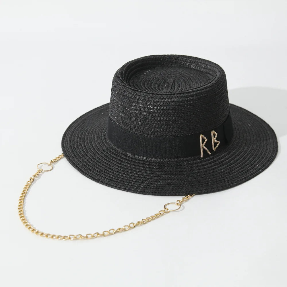 Elegant Ribbon Straw Hat