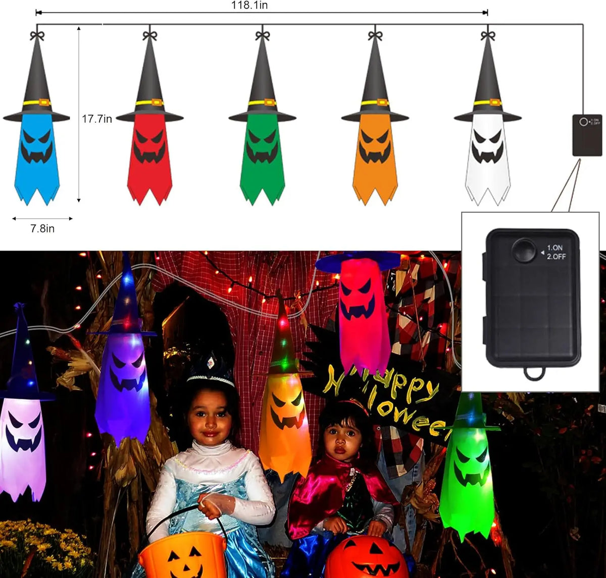 Halloween Light-Up Witch Ghosts – 5 Pack