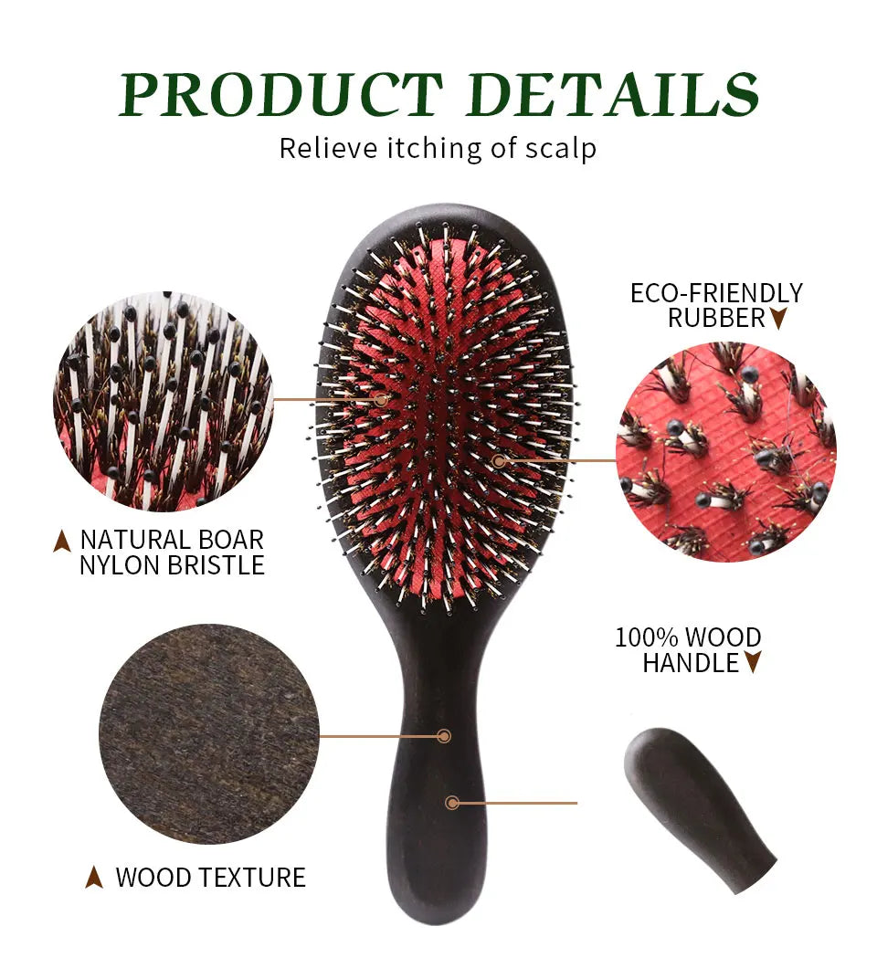 Boar Bristle Hair Brush - Detangle