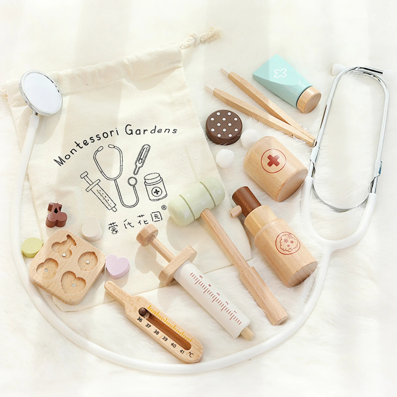 Kids Wooden Doctor Pretend Play Set