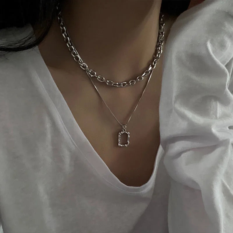Double Link Layered Chain Necklace