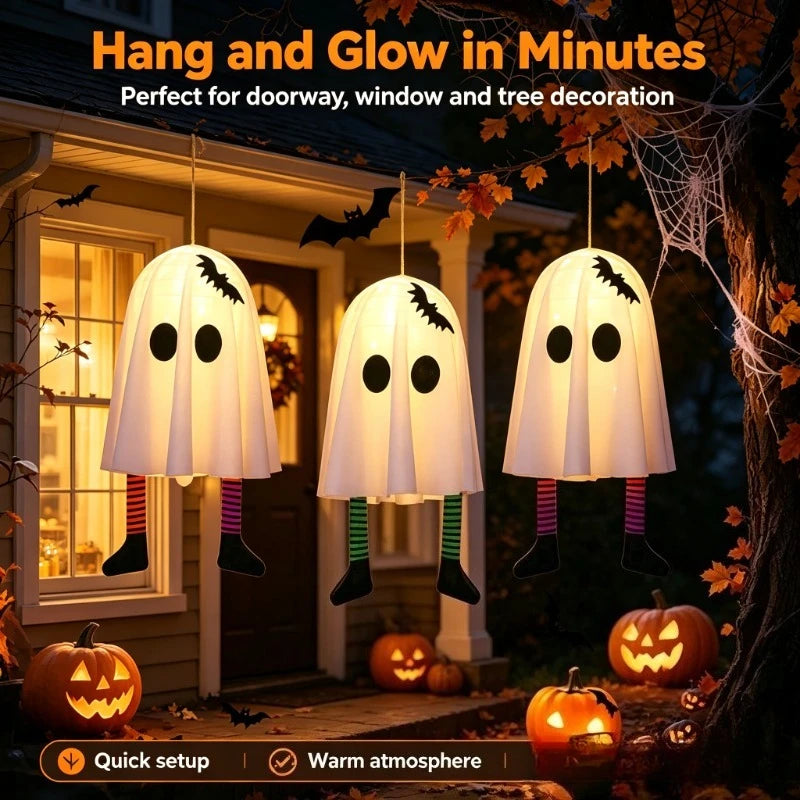 Halloween Light-Up Ghost with Striped Legs