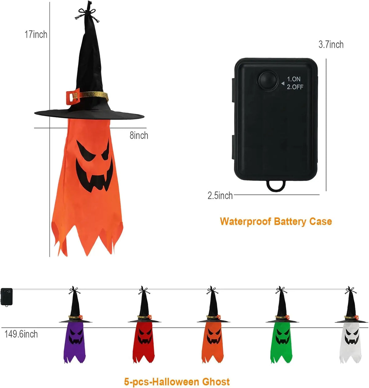 Halloween Light-Up Witch Ghosts – 5 Pack