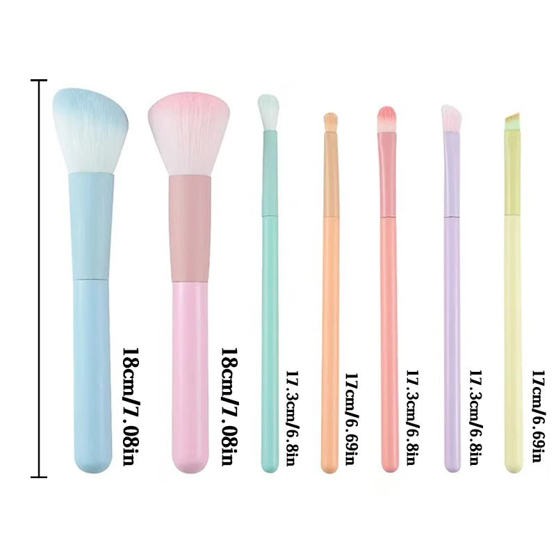 7-Piece Colored Makeup Brush Set