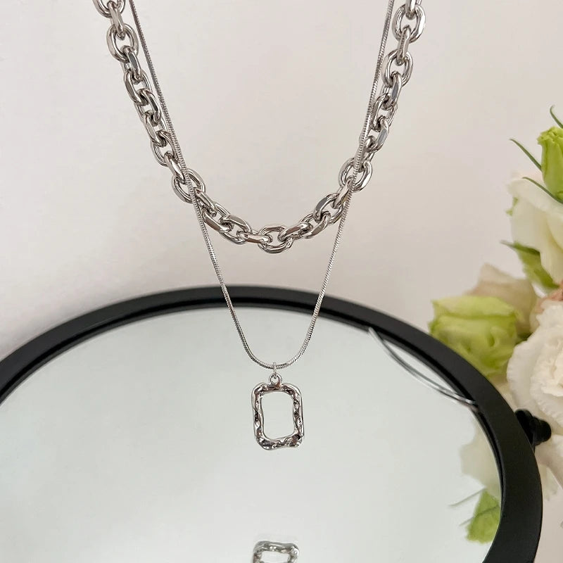 Double Link Layered Chain Necklace