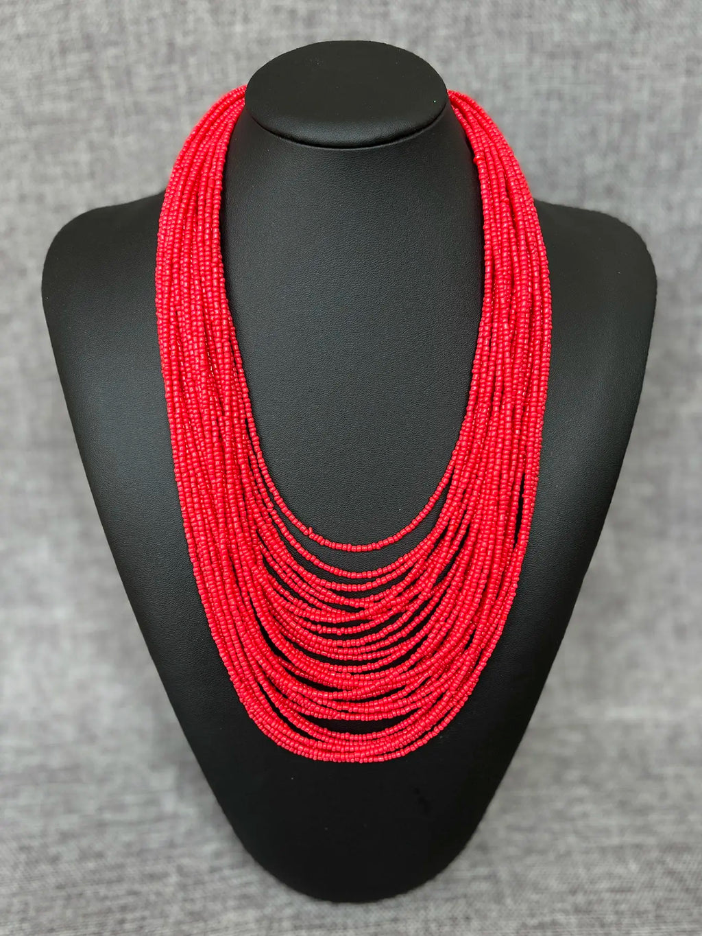 Handmade Red Beaded Boho Necklace