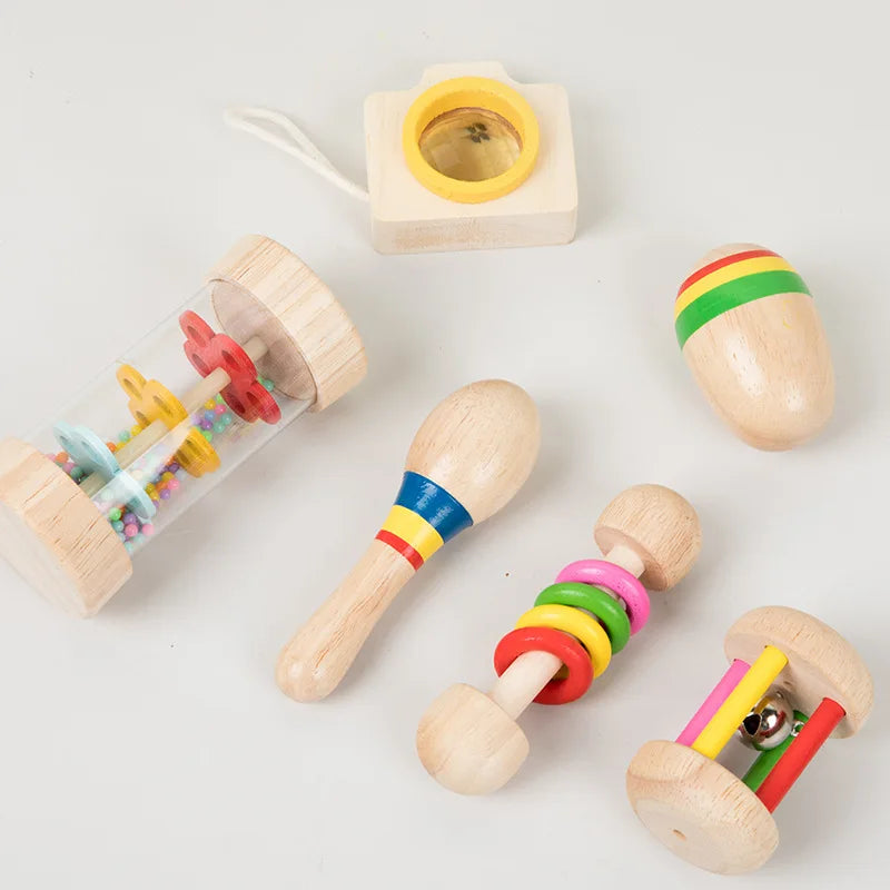 6-Piece Kids Rattle Wooden Musical Toy Set