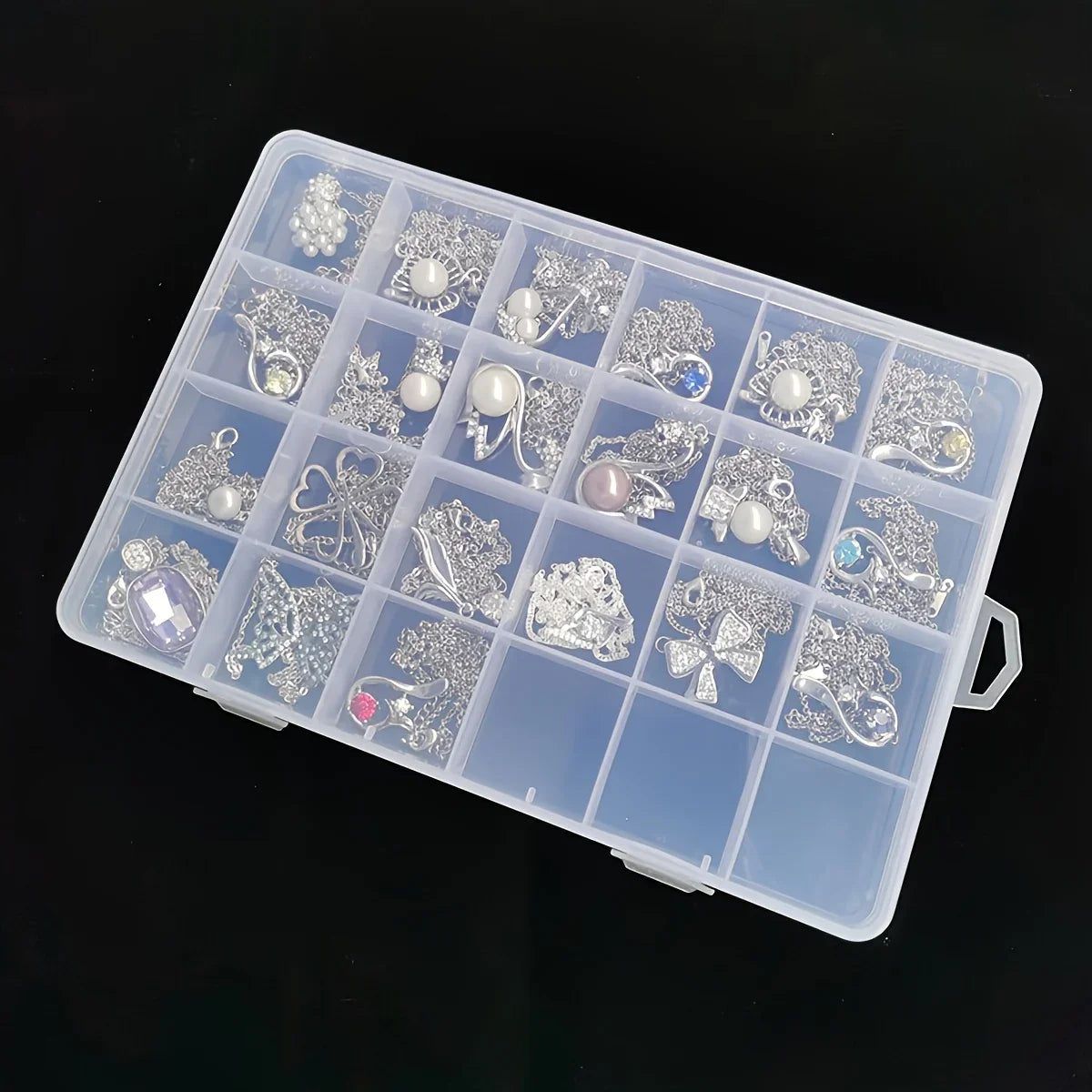 24-Grid Transparent Jewelry Storage Box