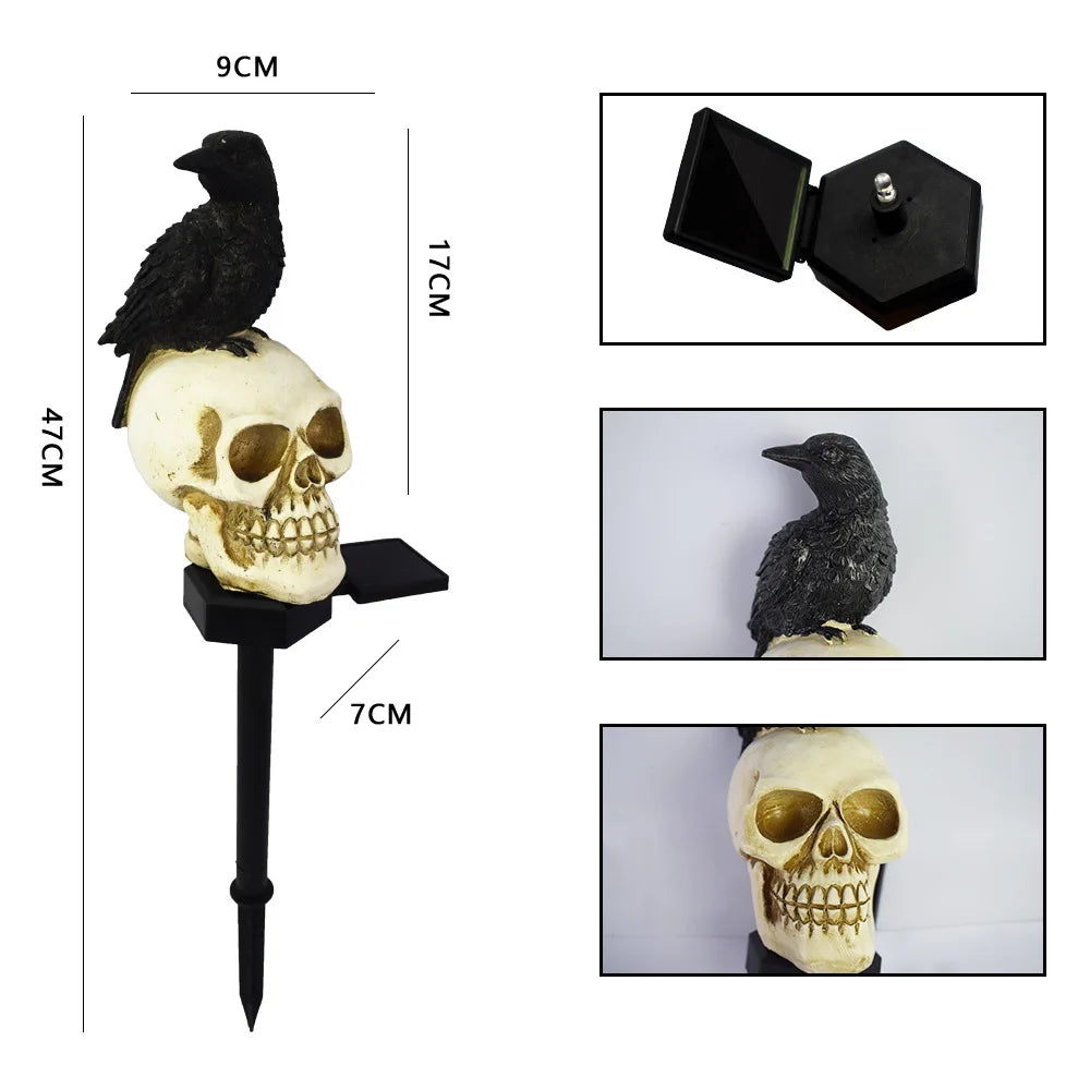 Halloween Solar Skull & Crow Light