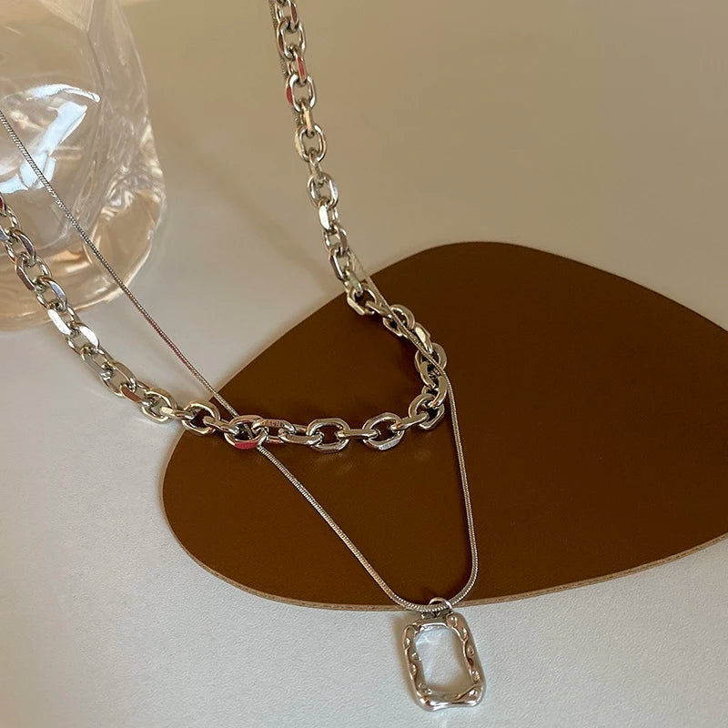 Double Link Layered Chain Necklace