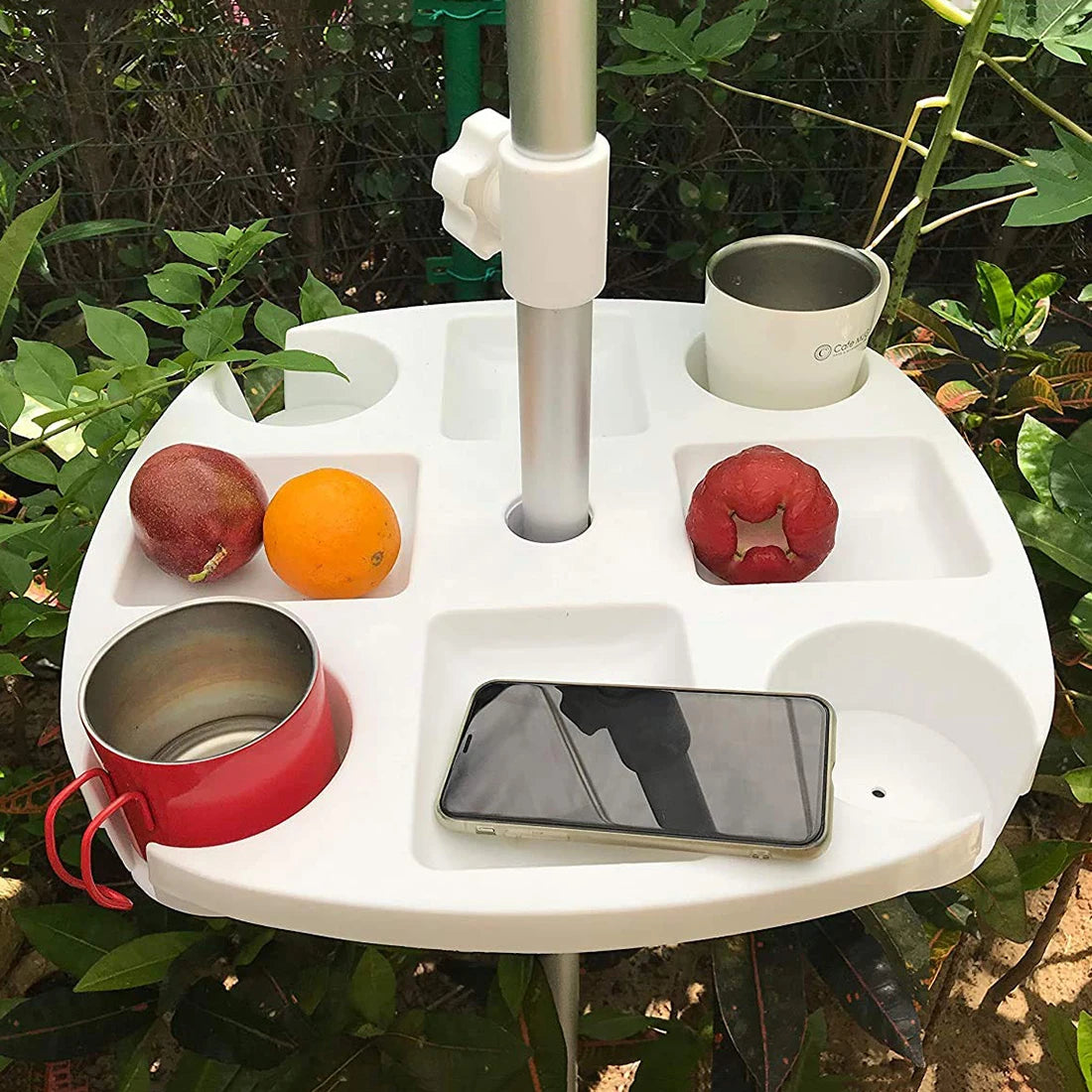 Beach Umbrella Tray with Cup Holders