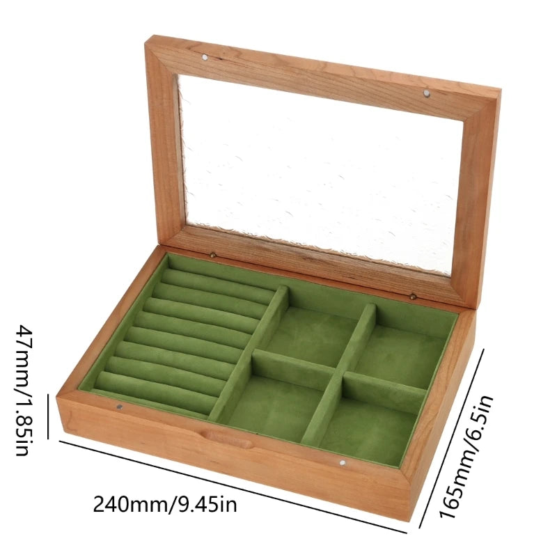 Glass Jewelry Storage Box with Dustproof Cover