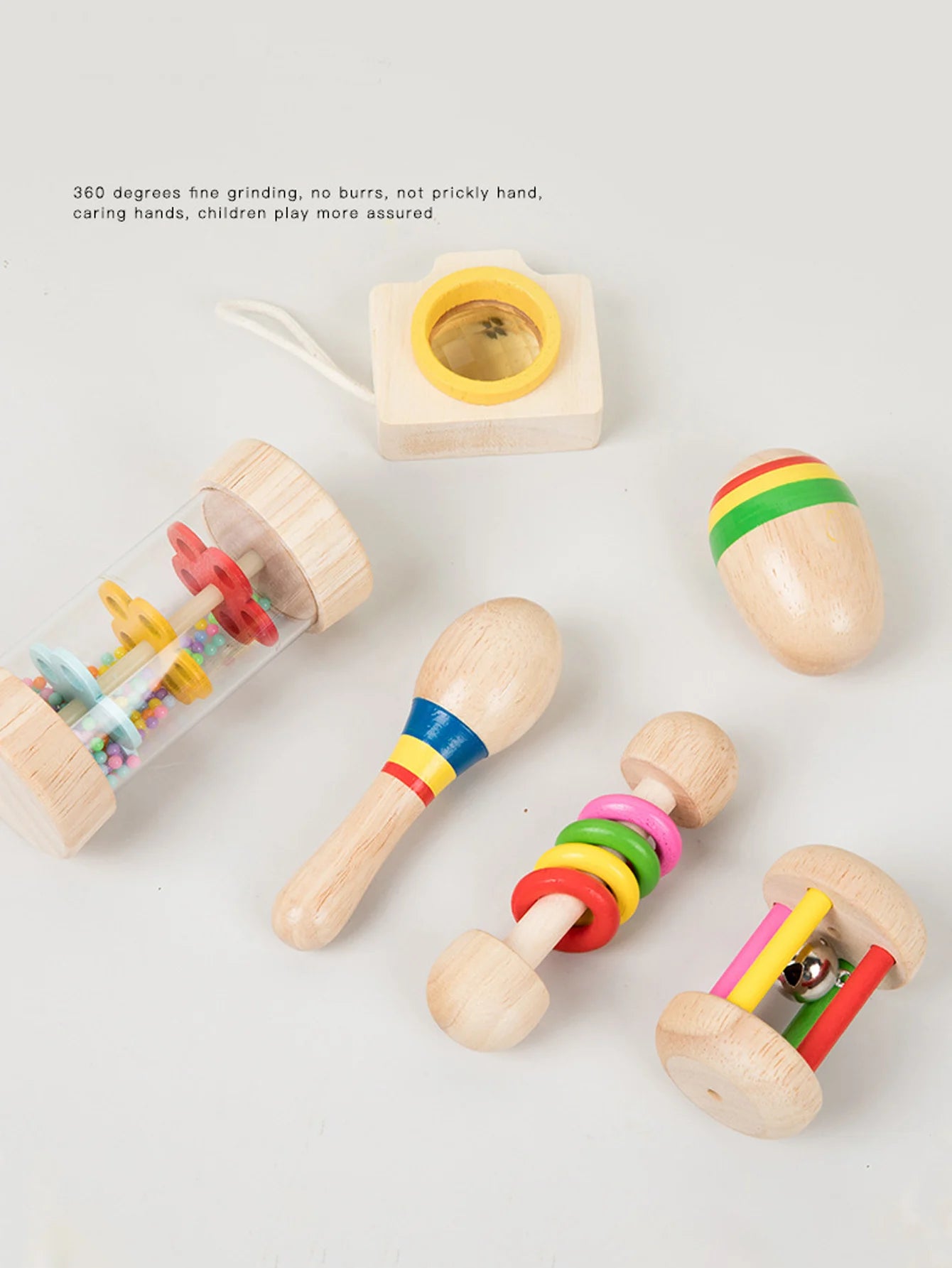 6-Piece Kids Rattle Wooden Musical Toy Set