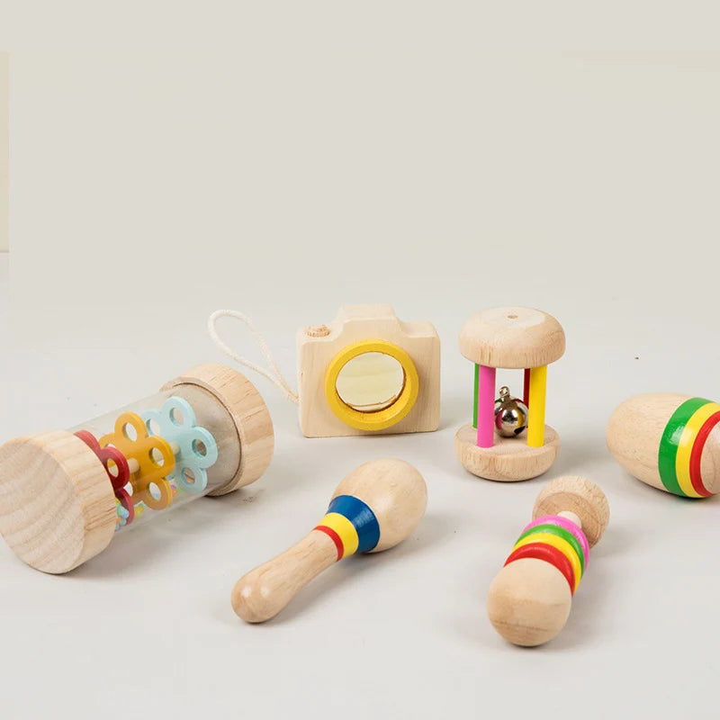 6-Piece Kids Rattle Wooden Musical Toy Set