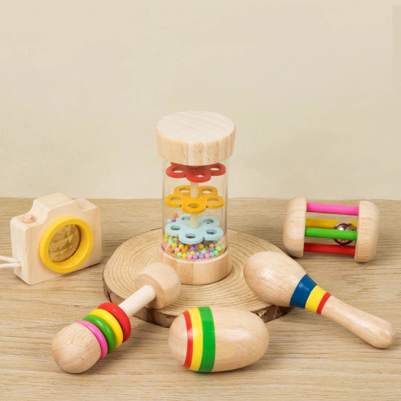 6-Piece Kids Rattle Wooden Musical Toy Set