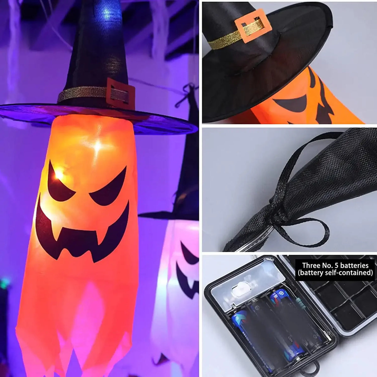 Halloween Light-Up Witch Ghosts – 5 Pack