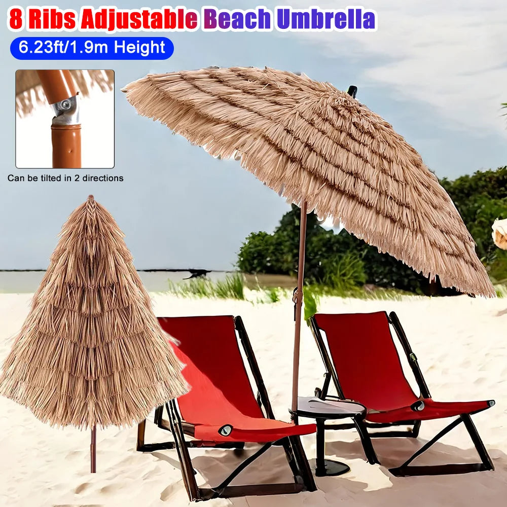 Large 8-Rib Tiki Beach Umbrella