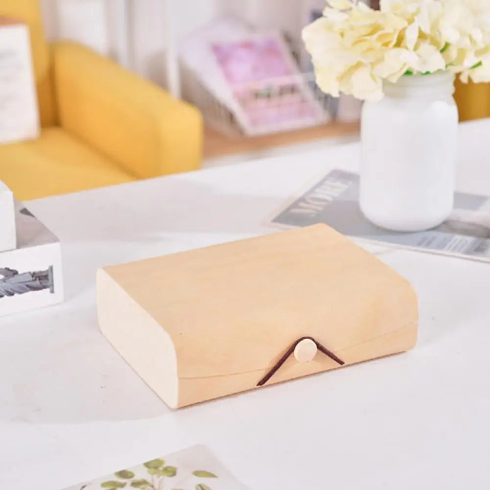 Wood Jewelry Box with Lid & Gold Lock