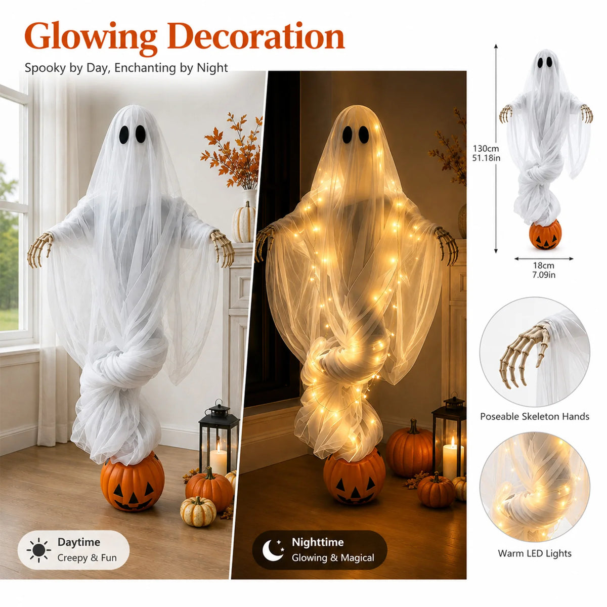 Halloween Light-Up Ghost & Pumpkin Decoration