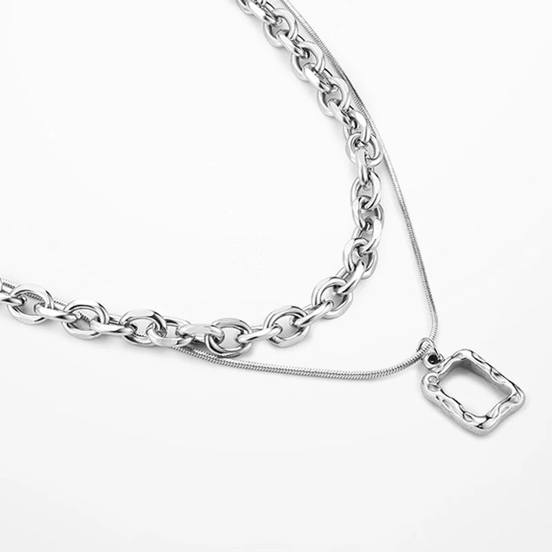Double Link Layered Chain Necklace