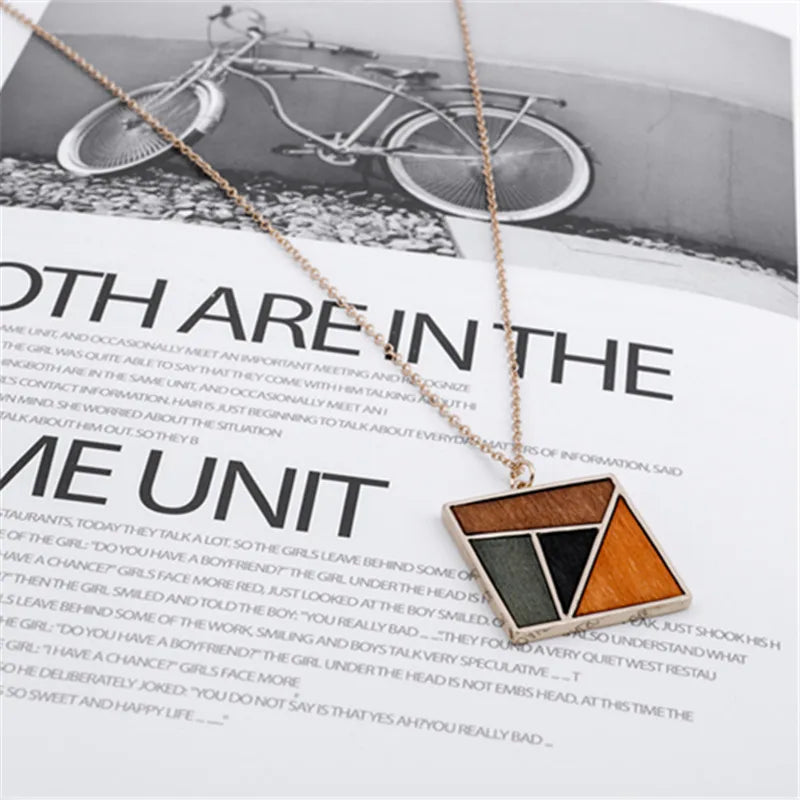 Circular & Square Metal Chain Necklacend, jewelry, gifts