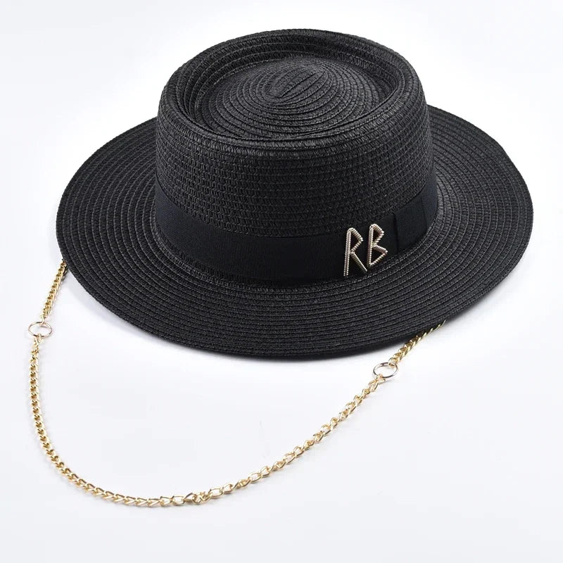Elegant Ribbon Straw Hat