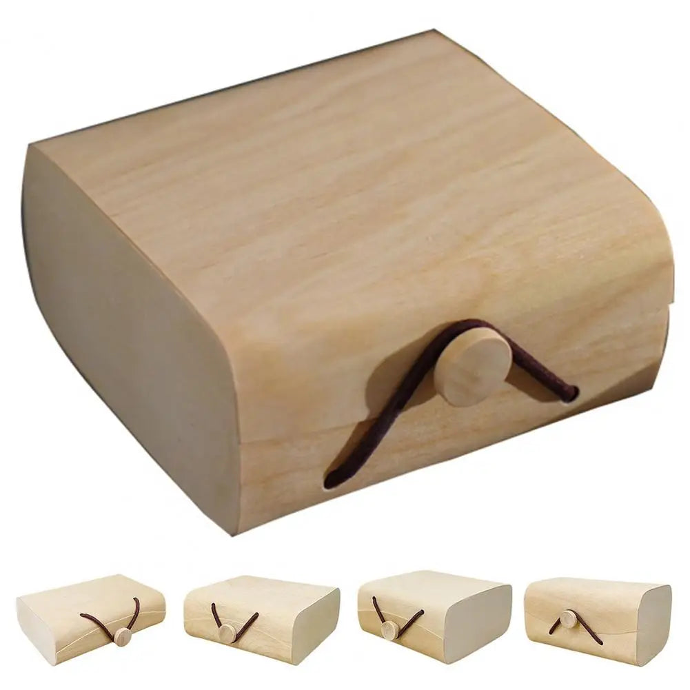 Wood Jewelry Box with Lid & Gold Lock