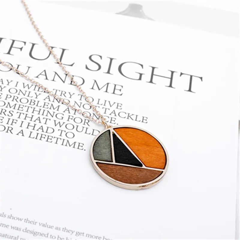 Circular & Square Metal Chain Necklacend, jewelry, gifts