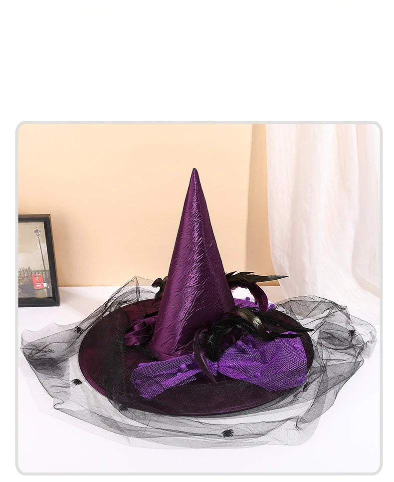Halloween Rose & Veil Witch Hat
