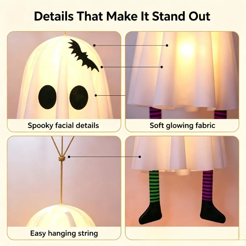 Halloween Light-Up Ghost with Striped Legs