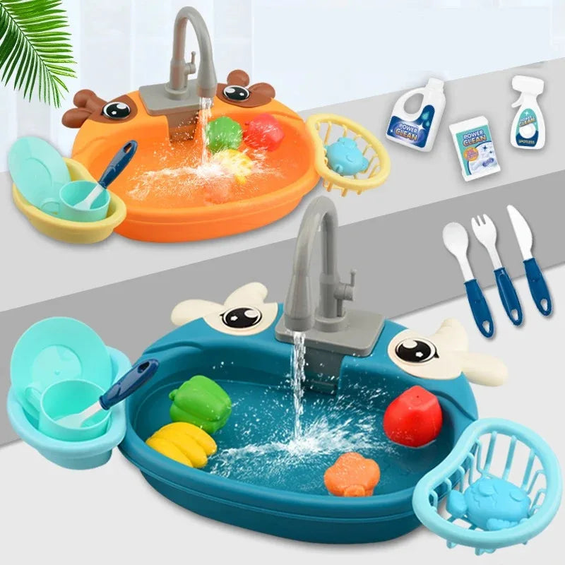 Kids Electric Kitchen Sink Play Set