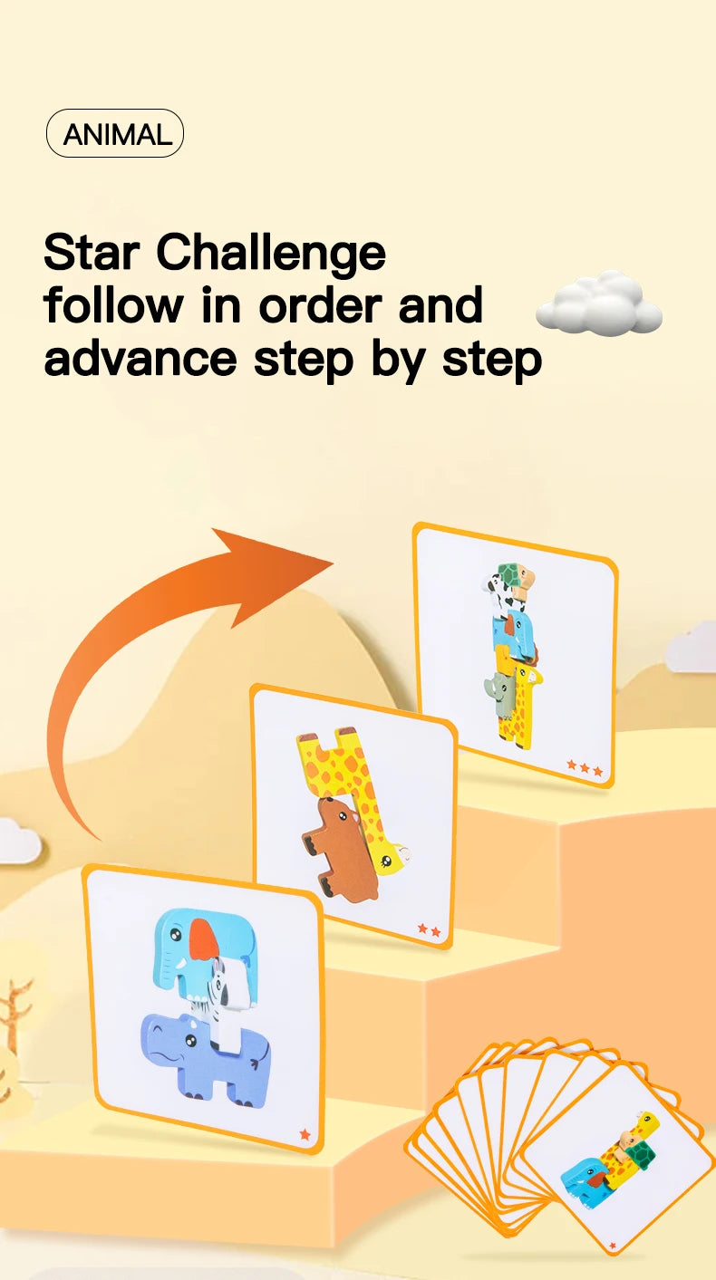 Kids Wooden Animal Stacker Toy