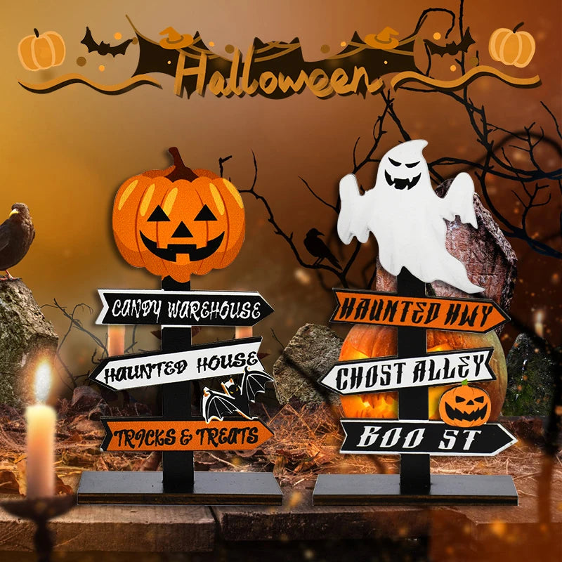 Halloween Wooden Signpost Decoration