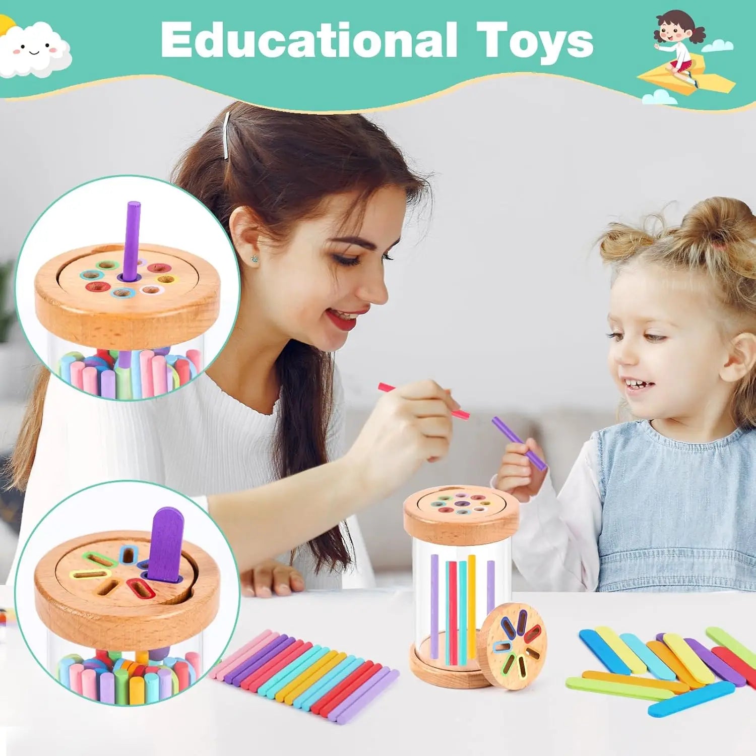 Kids Wooden Color Sorting Toy
