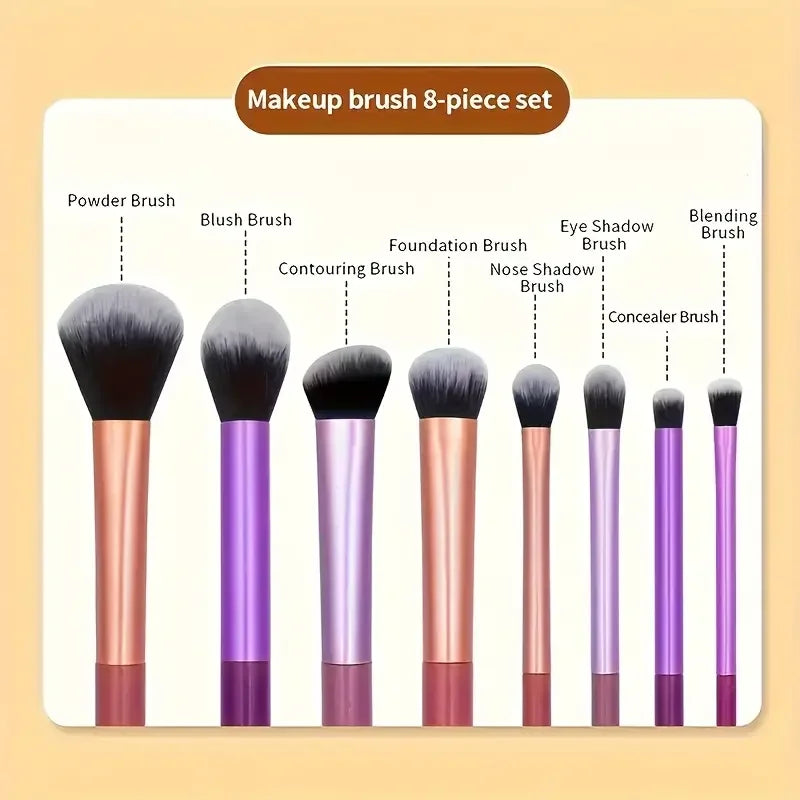8pcs Makeup Brush Kit – Soft Synthetic